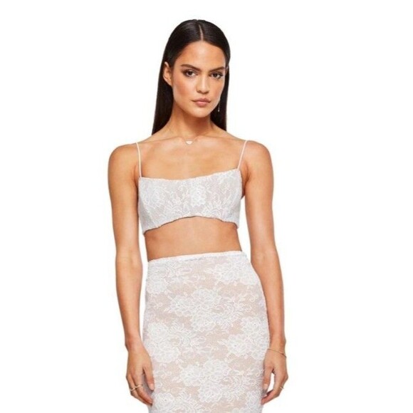 NEW WITH TAGS-Nookie/Revolve-Crop Top Bralette White Lace-Retail $179- Size XS - Picture 1 of 9